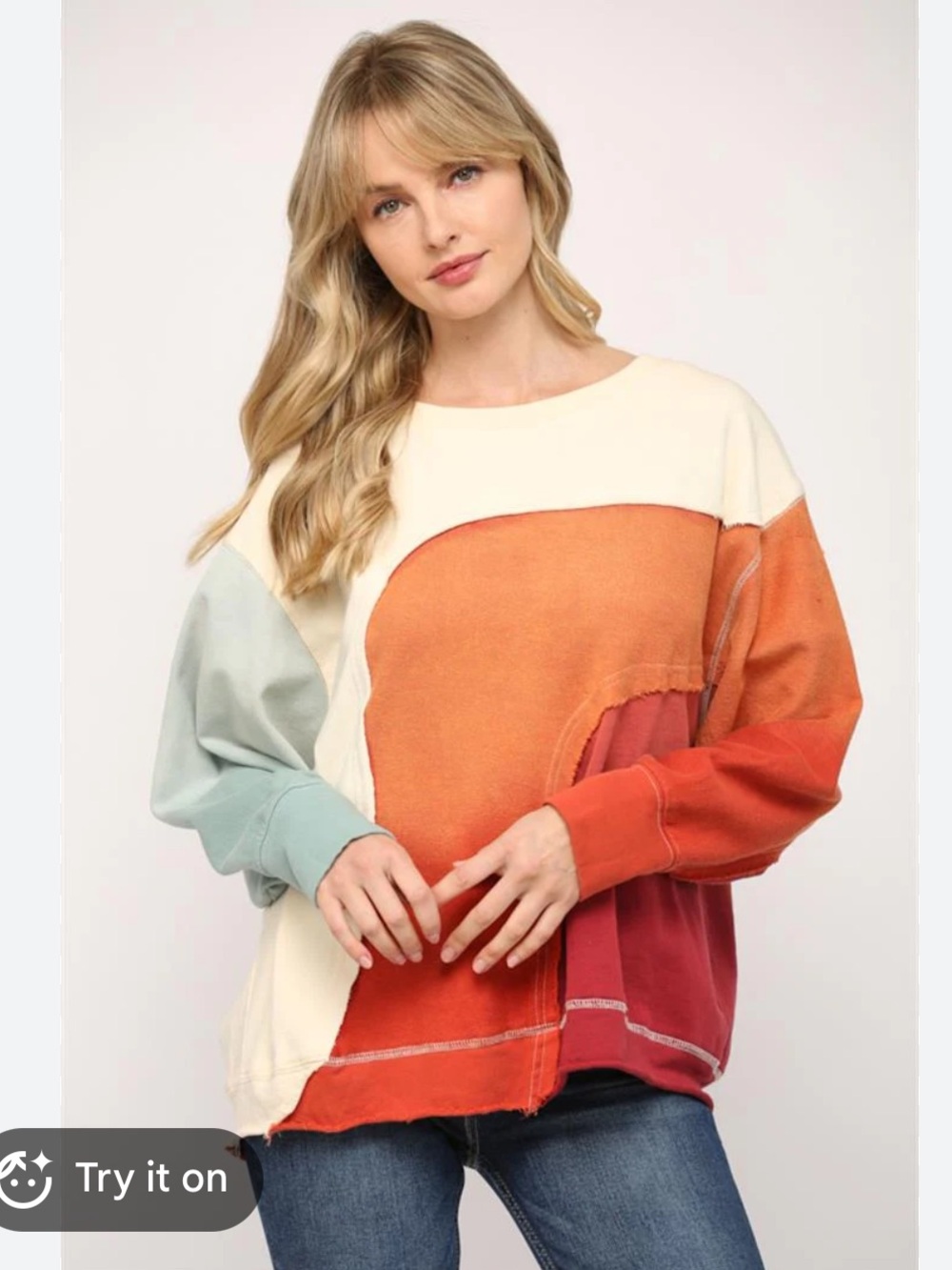 Color Block Oversized Sweatshirt